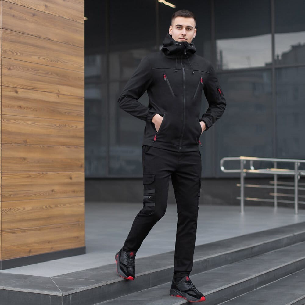 Куртка мужская демисезонная с черным капюшоном Pobedov Korol' Lev