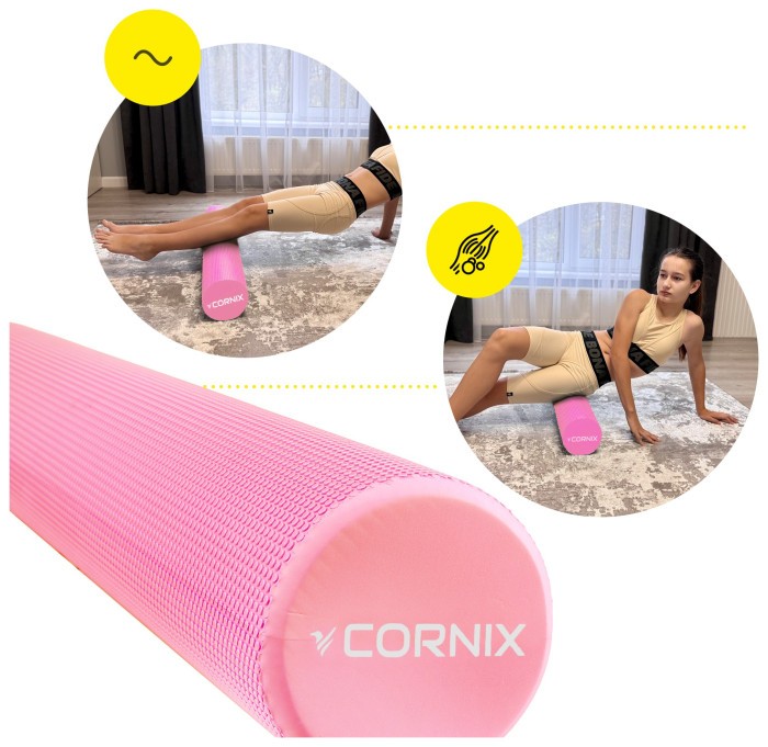 Масажний ролик Cornix EVA+ 90 x 15 см (валик, роллер) XR-0313 Pink