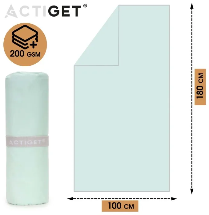 Рушник спортивний Actiget 180 x 100 см з мікрофібри ACT0199 Mint