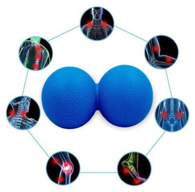 Масажний м'ячик EasyFit TPR подвійний 12х6 см синій