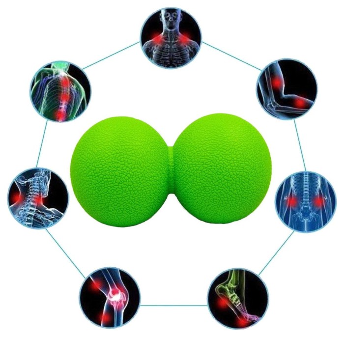 Масажний м'ячик EasyFit TPR подвійний 12х6 см синій, укр, укр