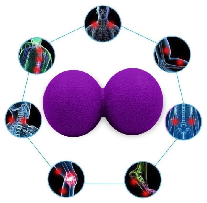 Масажний м'ячик EasyFit TPR подвійний 12х6 см синій, укр, укр