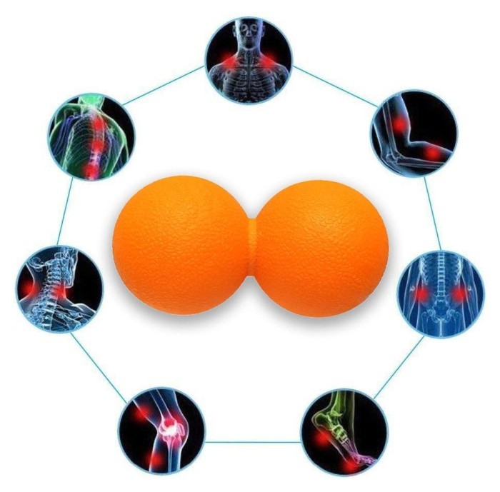 Масажний м'ячик EasyFit TPR подвійний 12х6 см синій, укр, укр