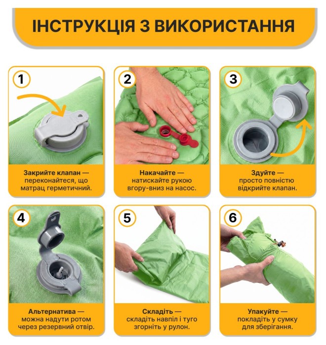 Надувной производный коврик матрас LEOBRO Air Mat 190 x 60 см Green (LB-1095)