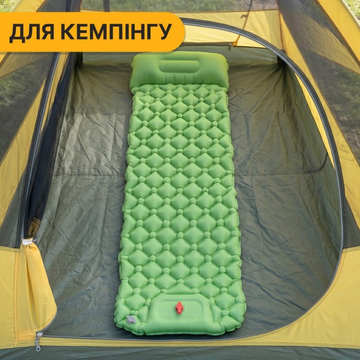 Надувной производный коврик матрас LEOBRO Air Mat 190 x 60 см Green (LB-1095)