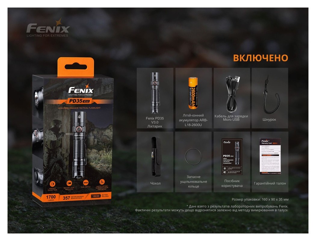 Ліхтар ручний Fenix PD35 V3.0, укр, укр