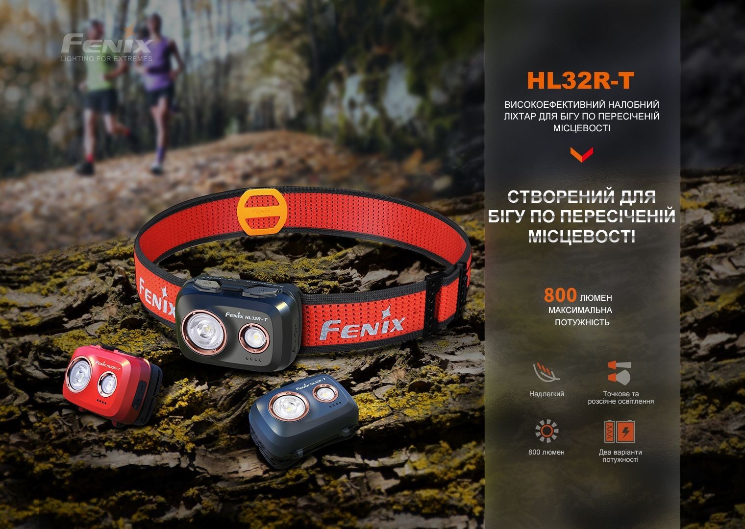 Фонарь налобный Fenix HL32R-T синий