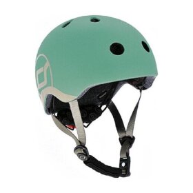 Шлем защитный детский Scoot and Ride, серо-зеленый, с фонариком