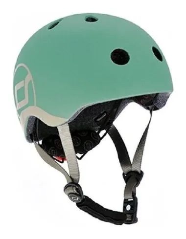 Шлем защитный детский Scoot and Ride, серо-зеленый, с фонариком