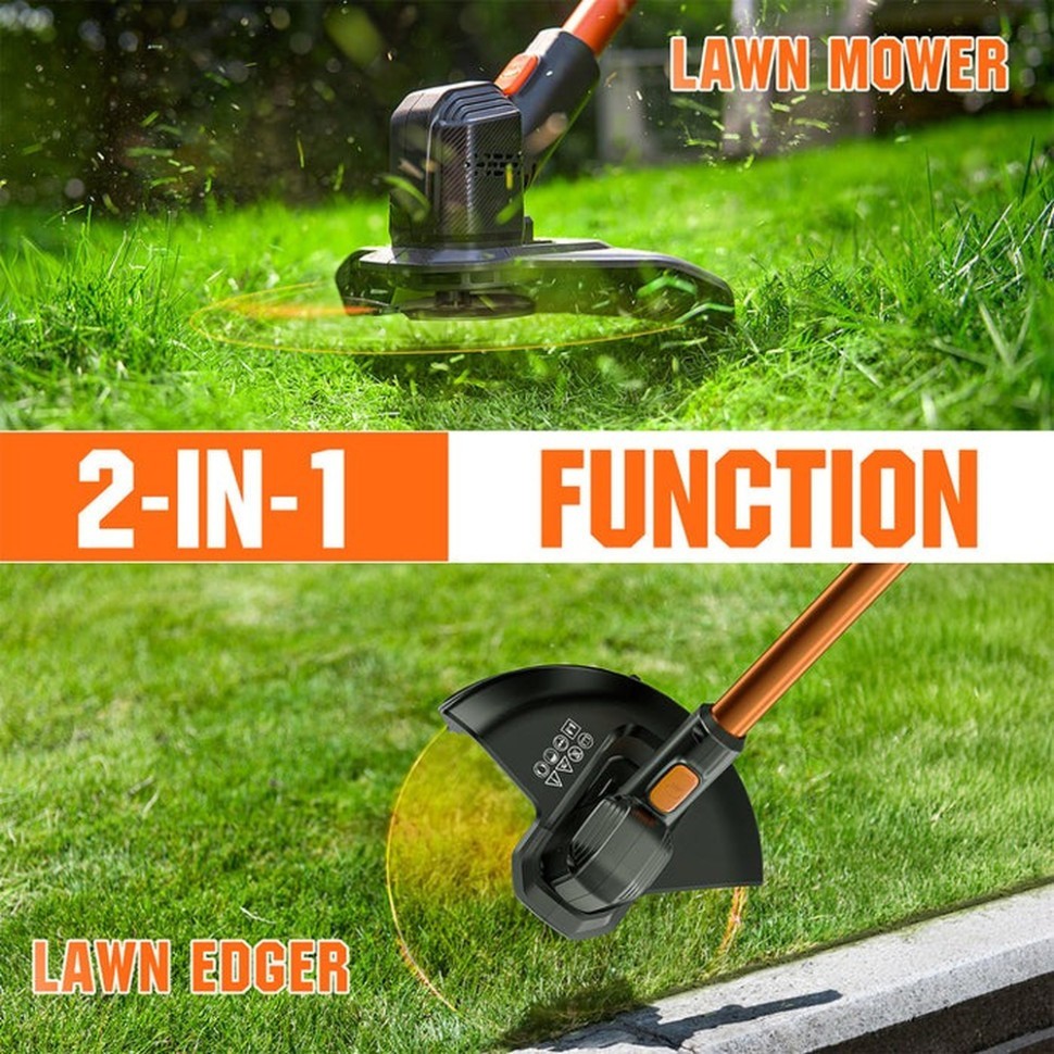 Акумуляторна газонокосарка тример Litheli, живлення від павербанку (УМБ Litheli Power Bank 10000 mAh, 45 W, 2А в комплекті), укр, укр