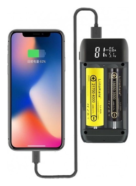 Зарядное устройство-павербанк LiitoKala Lii-MP2 на 2 канала для аккумуляторов, красный