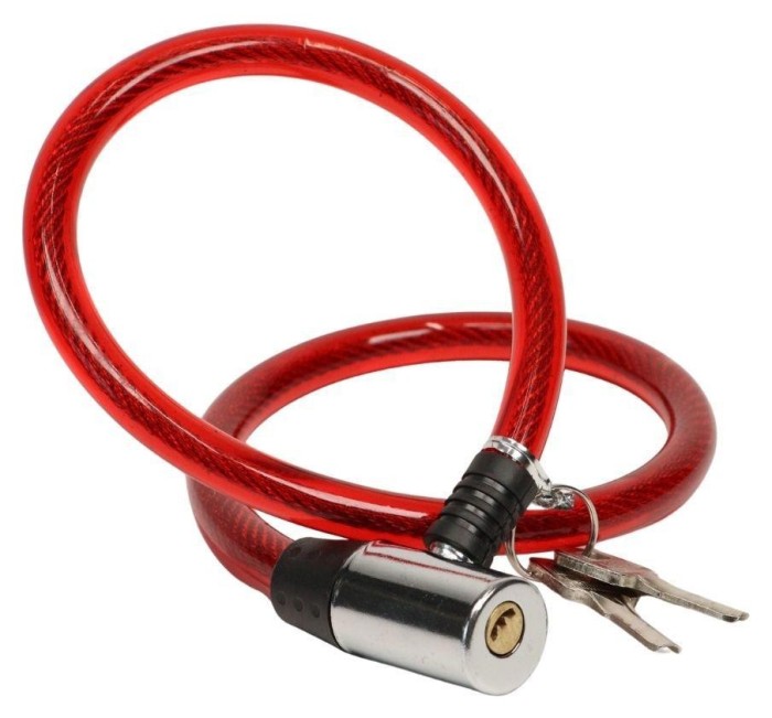 Замок тросовий на ключі VLT PJ-112S 800мм *12мм червоний AM (брендоване пакування), укр, укр
