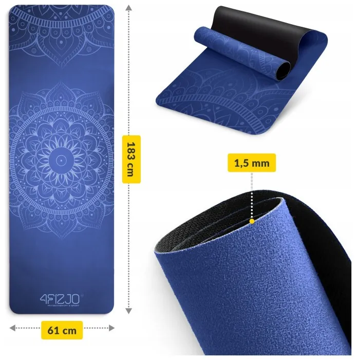 Коврик (мат) спортивный 4FIZJO замша 183 x 61 x 0.15 см для йоги и фитнеса Blue (P-5905973405713)