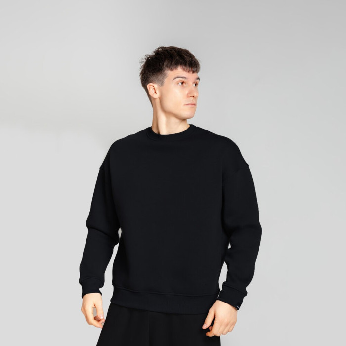Свитшот Slavni оверсайз мужской черный, Свитшот Slavni Ample тринитка начес черный