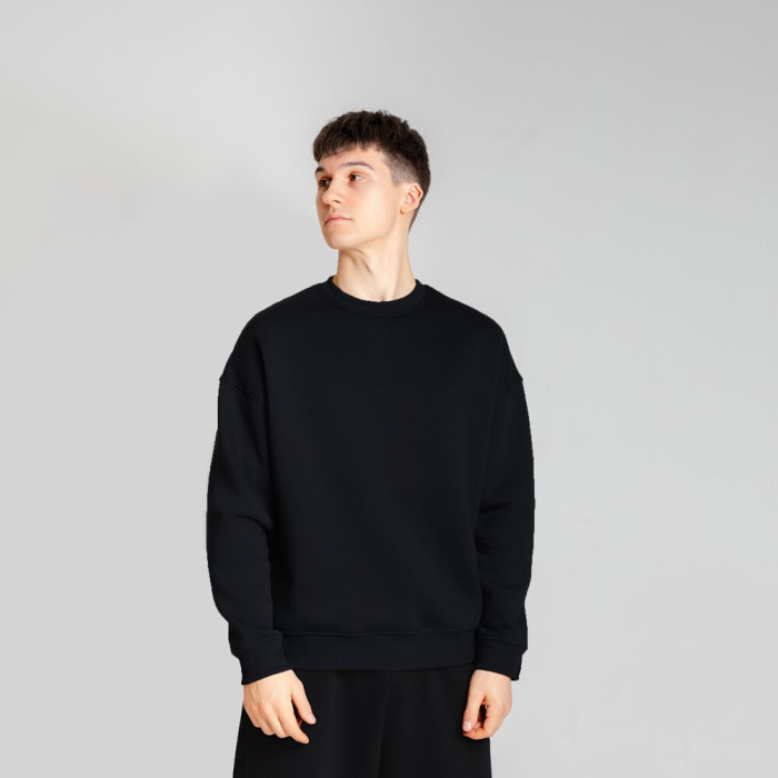 Свитшот Slavni оверсайз мужской черный, Свитшот Slavni Ample тринитка начес черный