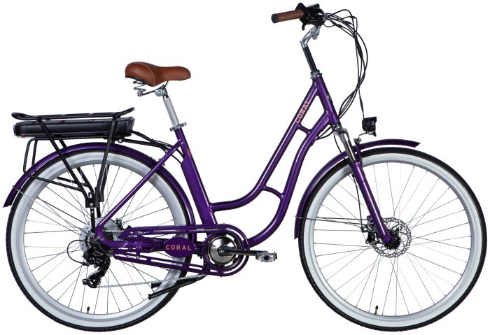 Велосипед з електроприводом 28" AL Dorozhnik eCORAL DD FR рама-19" 36B 12.5А*г 500Вт фіолетово-синій YS 750 2025, укр, укр