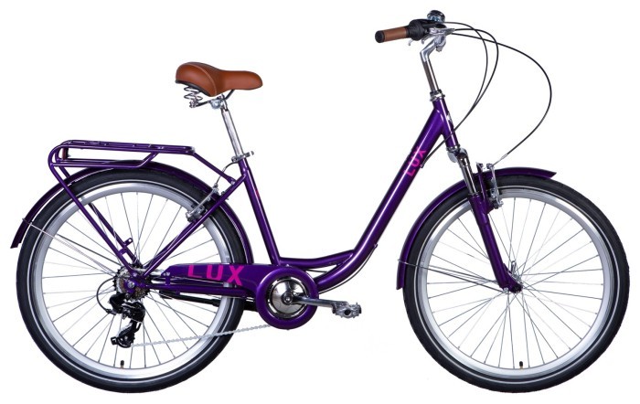 Велосипед уцененный ST 26" Dorozhnik LUX Vbr FR рама-17" сливовый 2024 крылья, крыло пер., крыло зад., подножка, колокольчик