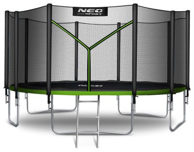 Батут Neo-Sport NS-15Z231 з зовнішньою сіткою 15 футів 465 см, чорно-зелений