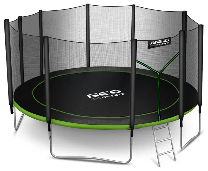 Батут Neo-Sport NS-15Z231 з зовнішньою сіткою 15 футів 465 см, чорно-зелений