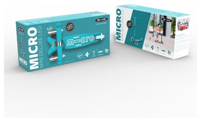 Самокат MICRO серії "Mini Deluxe" - АКВА (до 50 кг (kg), 3-х колісний), укр, укр