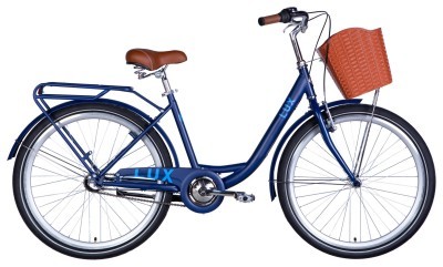 Велосипед ST 26" Dorozhnik LUX PH рама-17" синий с голубым (матовый) 2024 крылья, крыло пер., крыло зад., подножка, звонок, корзина