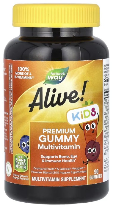 Alive! Premium Children's Gummy Multivitamin - 90 gummies Cherry, Orange Grape