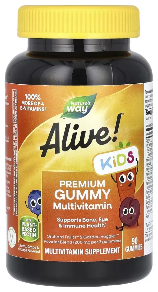 Alive! Premium Children's Gummy Multivitamin - 90 gummies Cherry, Orange Grape