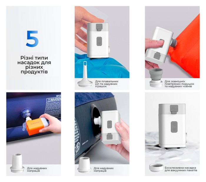 Насос-ліхтар-powerbank кемпінговий Flextail Max Pump 2 Plus, білий, укр, укр