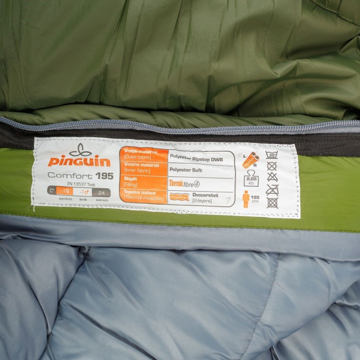 Спальный мешок Pinguin Comfort PFM (-1/-7°C), 185 см - Right Zip, Khaki