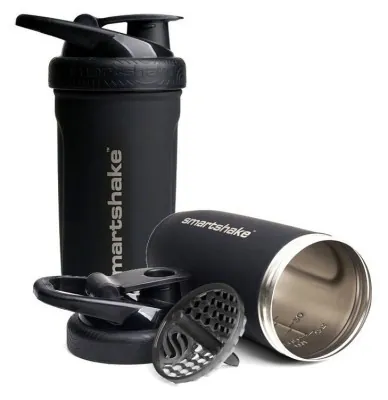 Шейкер спортивний SmartShake металевий Reforce Stainless Steel 30oz/900ml Black