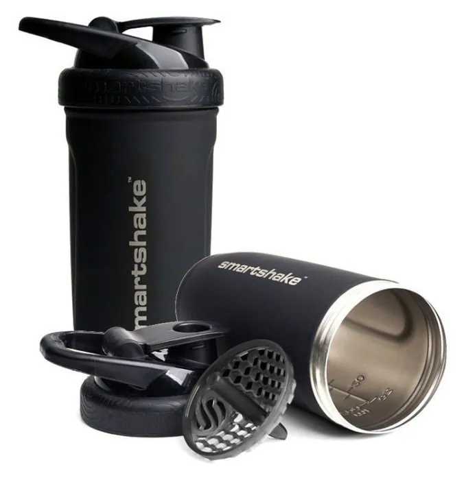 Шейкер спортивний SmartShake металевий Reforce Stainless Steel 30oz/900ml Black