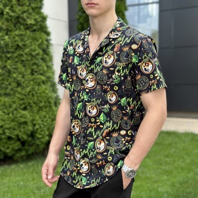 Літня чоловіча сорочка із принтом для відпочинку Pobedov Dejavu Kripta