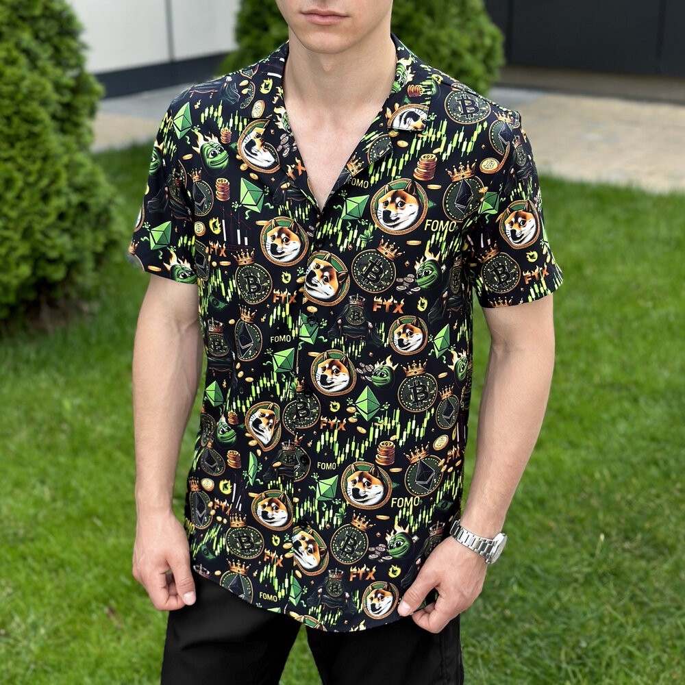 Мужская летняя рубашка с принтом для отдыха Pobedov Dejavu Kripta