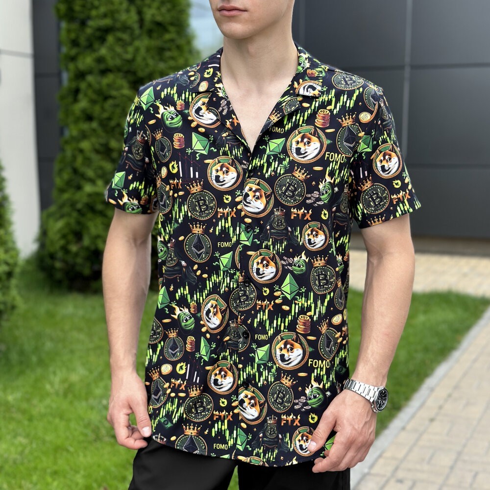 Мужская летняя рубашка с принтом для отдыха Pobedov Dejavu Kripta