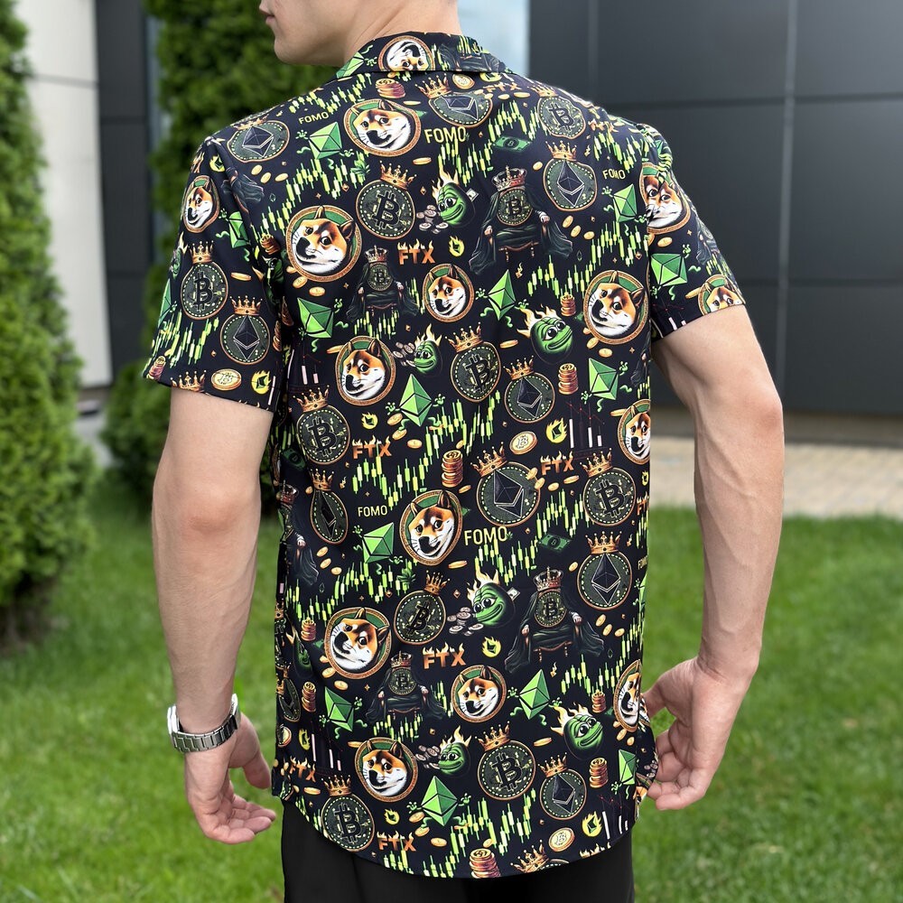 Мужская летняя рубашка с принтом для отдыха Pobedov Dejavu Kripta