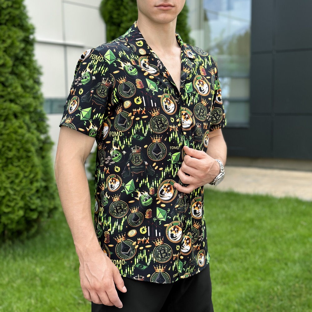 Мужская летняя рубашка с принтом для отдыха Pobedov Dejavu Kripta