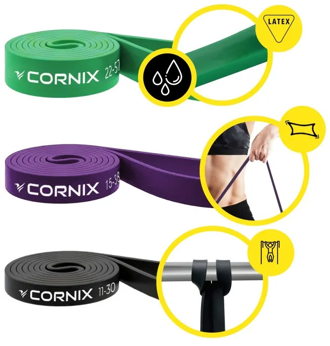 Еспандер-петля Cornix Power Band 11-57 кг (резина для фітнесу та спорту) набір 3 шт XR-0089