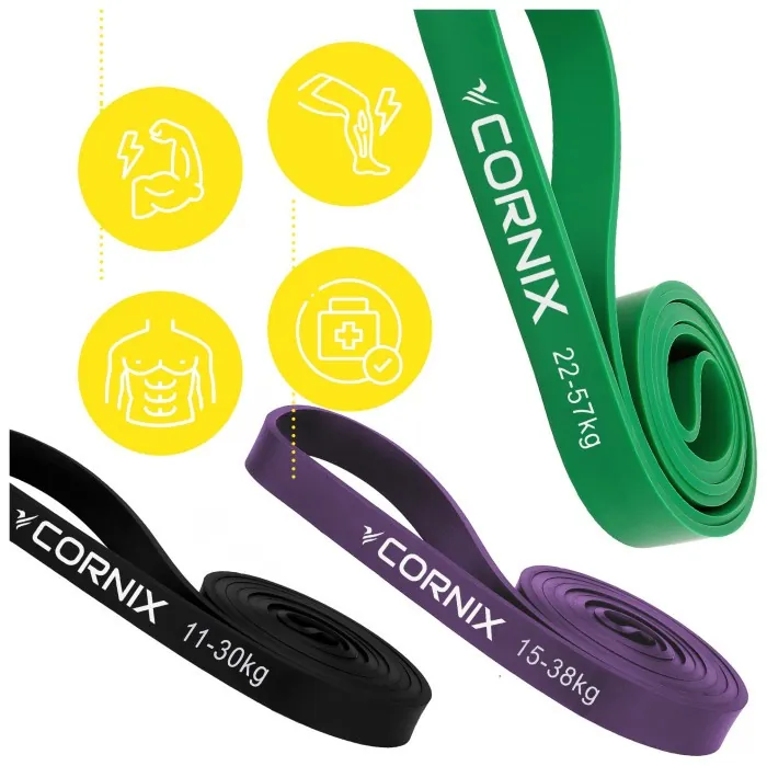 Еспандер-петля Cornix Power Band 11-57 кг (резина для фітнесу та спорту) набір 3 шт XR-0089