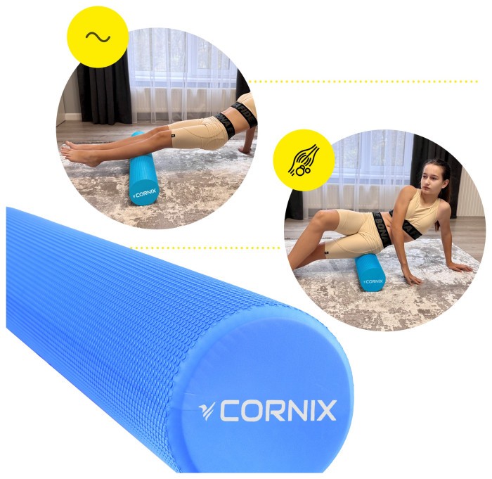 Масажний ролик Cornix EVA+ 90 x 15 см (валик, роллер) XR-0314 Navy Blue