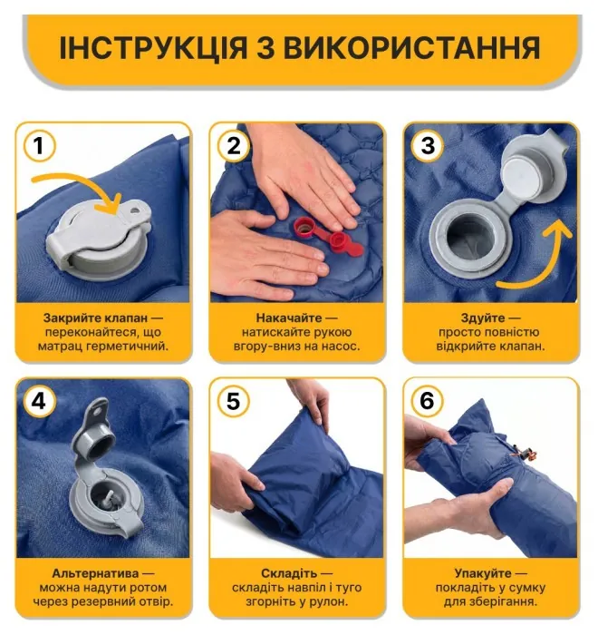 Надувний похідний килимок матрац LEOBRO Air Mat 190 x 60 см Blue (LB-1096)