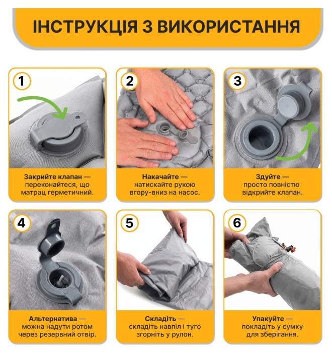 Надувной производный коврик матрас LEOBRO Air Mat 190 x 60 см Grey (LB-1094)