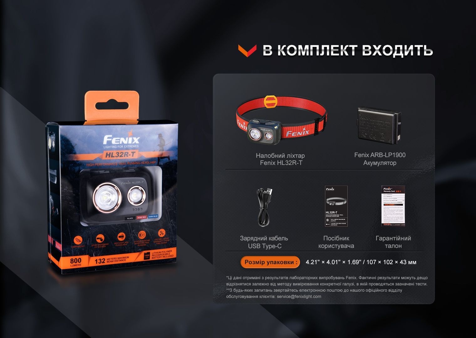 Фонарь налобный Fenix HL32R-T красный