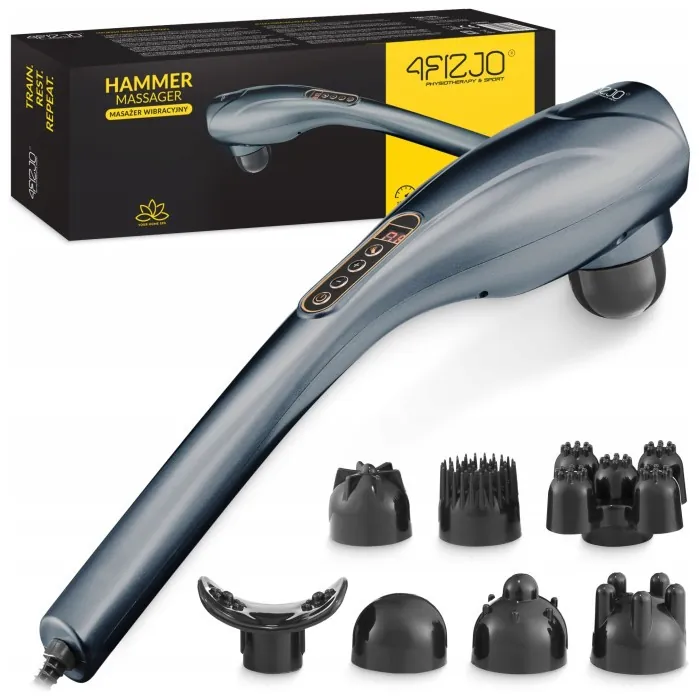 Ручной вибрационный массажер для тела 4FIZJO Long Stick 7 в 1 Grey (P-5907739319135)