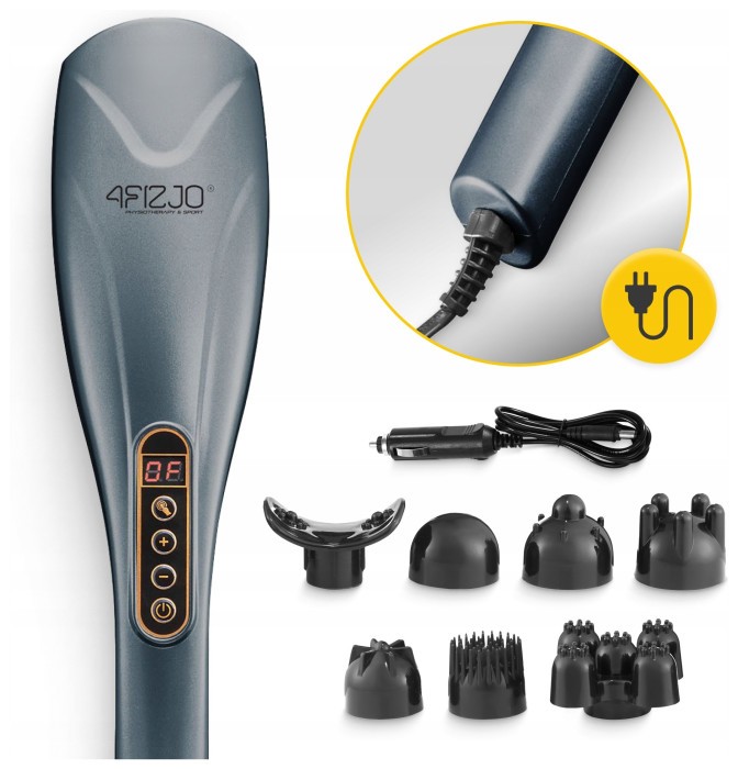 Ручной вибрационный массажер для тела 4FIZJO Long Stick 7 в 1 Grey (P-5907739319135)