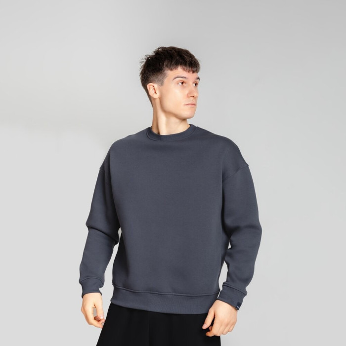 Свитшот Slavni оверсайз мужской темно-серый, Свитшот Slavni Ample тринитка начес темно-серый