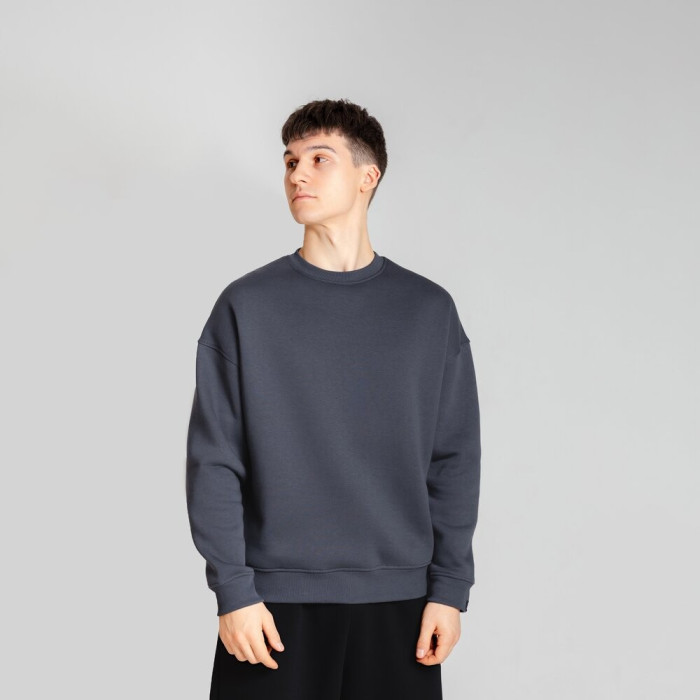 Свитшот Slavni оверсайз мужской темно-серый, Свитшот Slavni Ample тринитка начес темно-серый