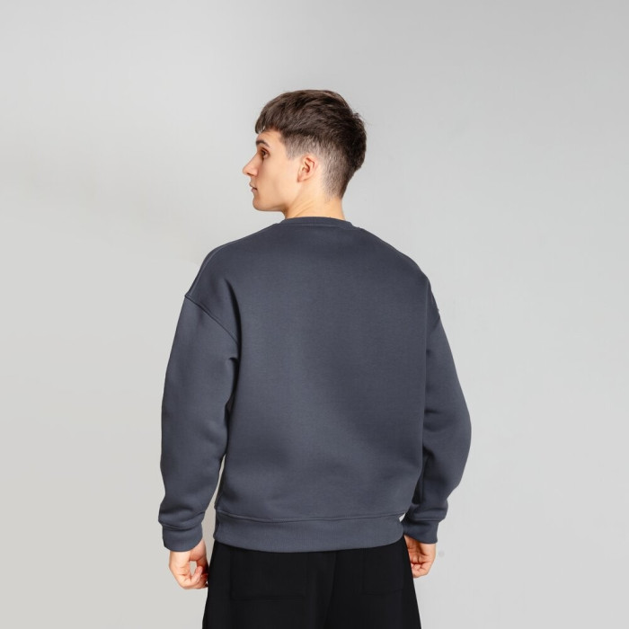 Свитшот Slavni оверсайз мужской темно-серый, Свитшот Slavni Ample тринитка начес темно-серый