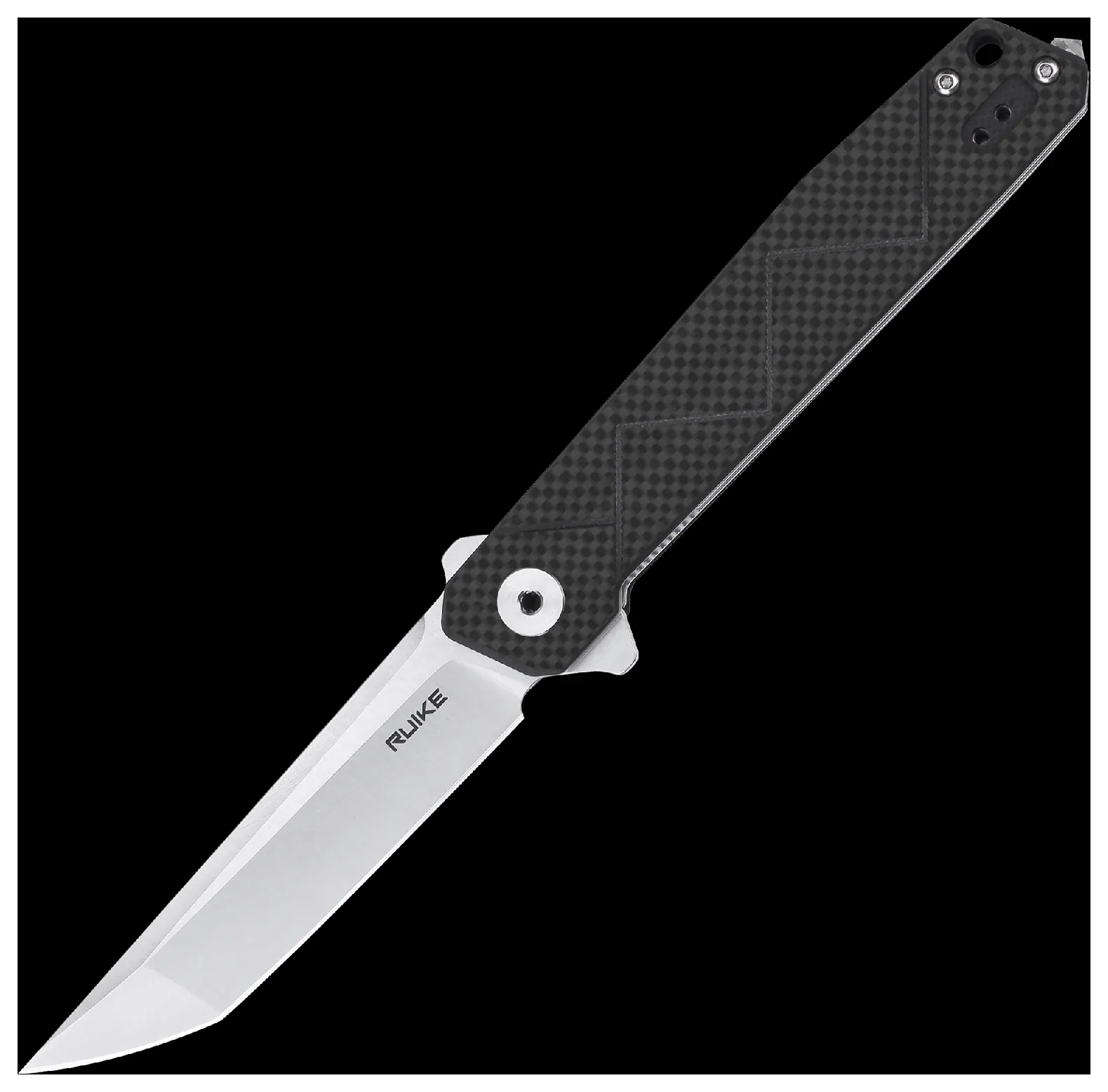 Ніж складаний туристичний Ruike P127-CB, (9.1 см) 14C28N / G10 + carbon fiber чорний (FNR_P127-CB)