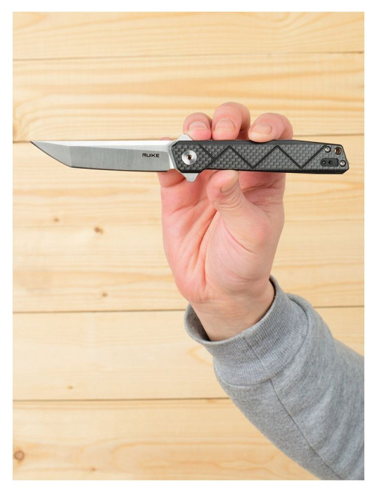 Ніж складаний туристичний Ruike P127-CB, (9.1 см) 14C28N / G10 + carbon fiber чорний