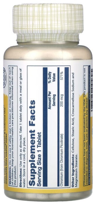 Chromium Picolinate 200mcg - 100 tabs
